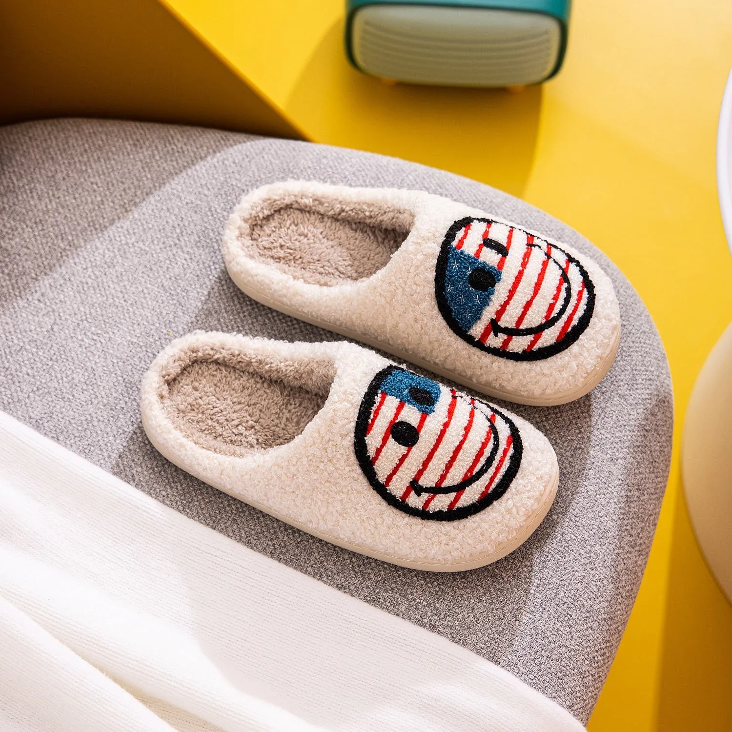 Happy In America Melody Smiley Face Slippers