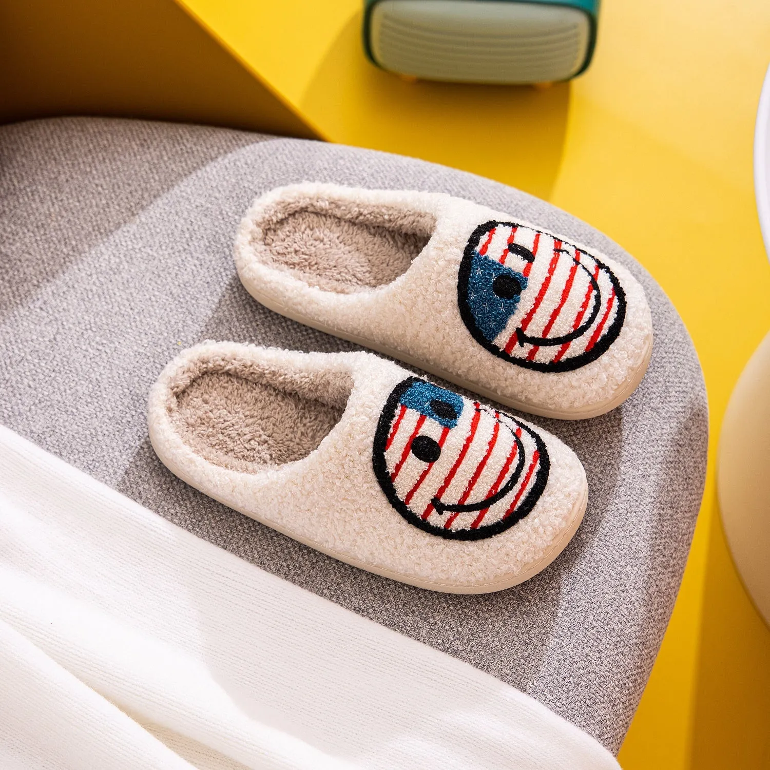 Happy In America Melody Smiley Face Slippers