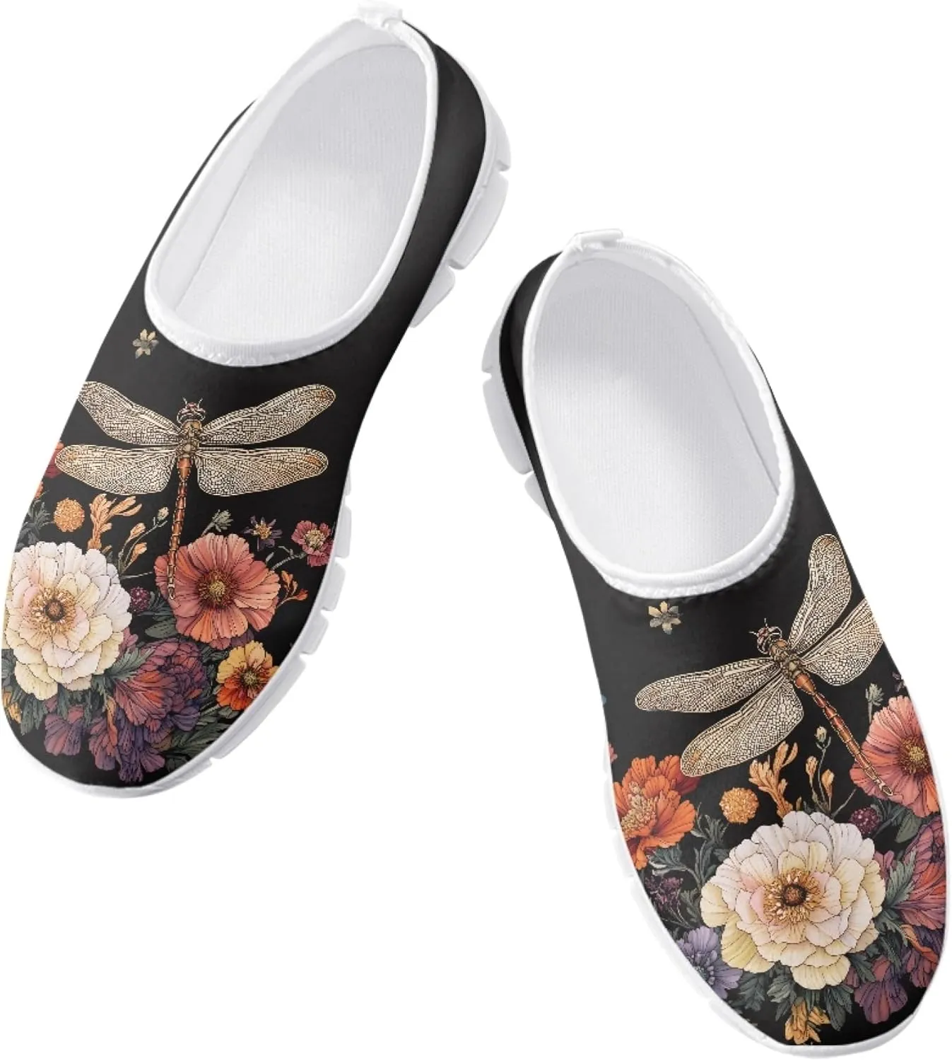Hummingbird Floral Print Lightweight Walking Shoes for Women Mesh Casual Sneakers Size 5-10.5