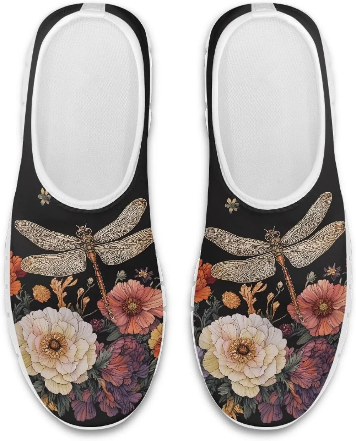 Hummingbird Floral Print Lightweight Walking Shoes for Women Mesh Casual Sneakers Size 5-10.5