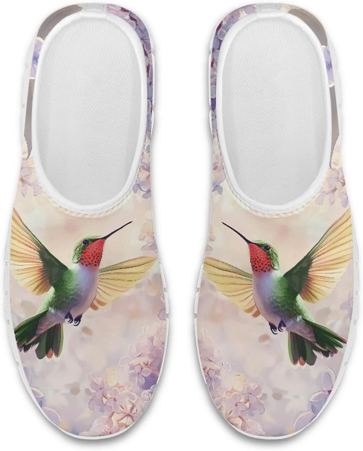 Hummingbird Floral Print Lightweight Walking Shoes for Women Mesh Casual Sneakers Size 5-10.5