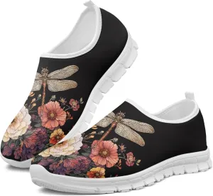 Hummingbird Floral Print Lightweight Walking Shoes for Women Mesh Casual Sneakers Size 5-10.5