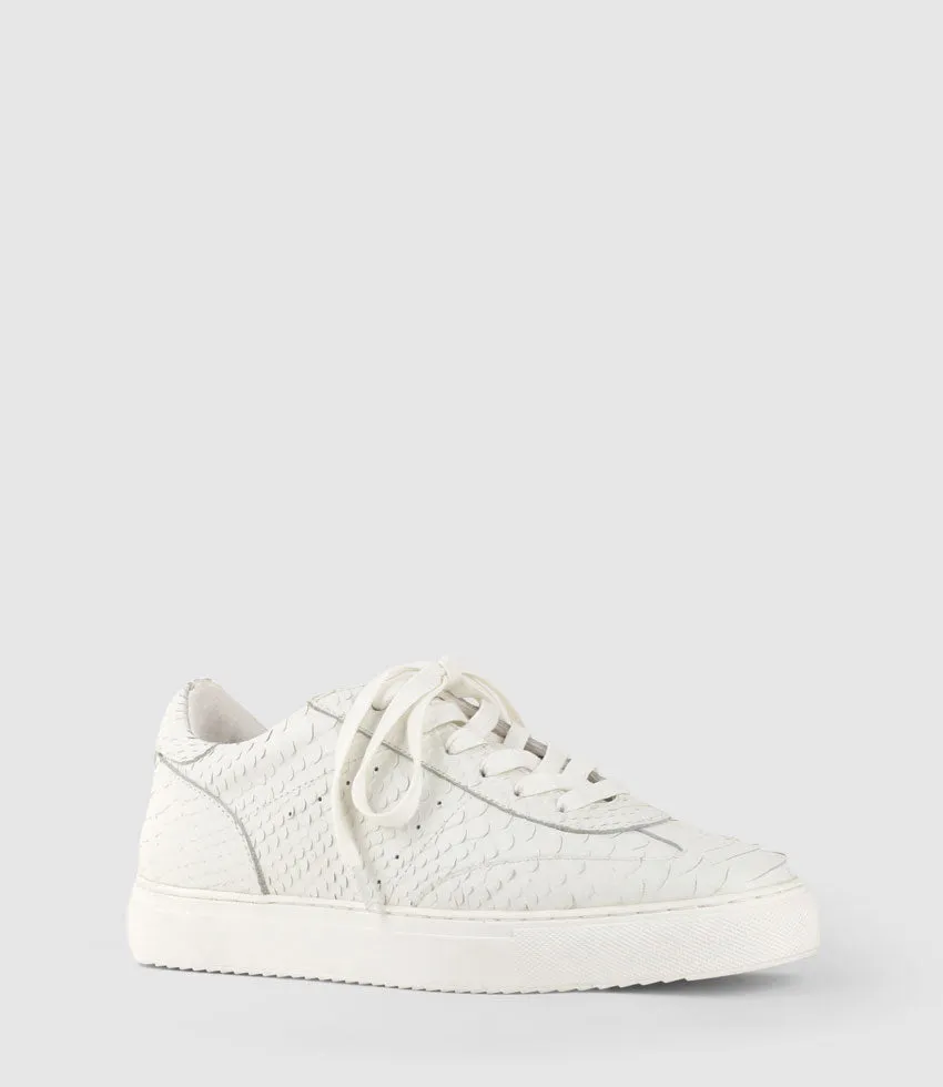 JONES Retro Sneaker in White Snake Print