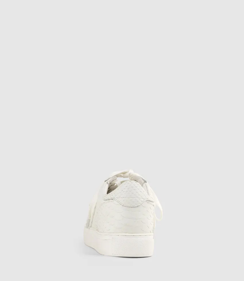 JONES Retro Sneaker in White Snake Print