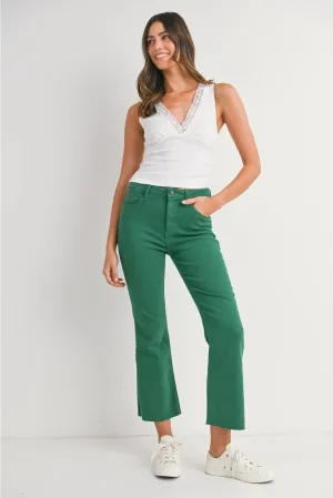 Just Black Denim High Rise Tonal Crop Flare Green