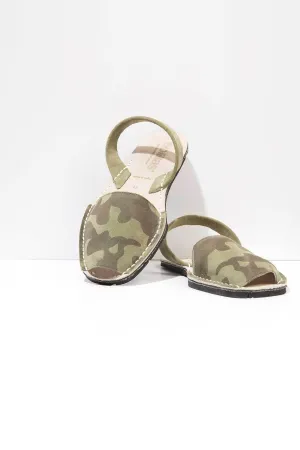 Khaki Camo - Camoflague Suede sandals - Women