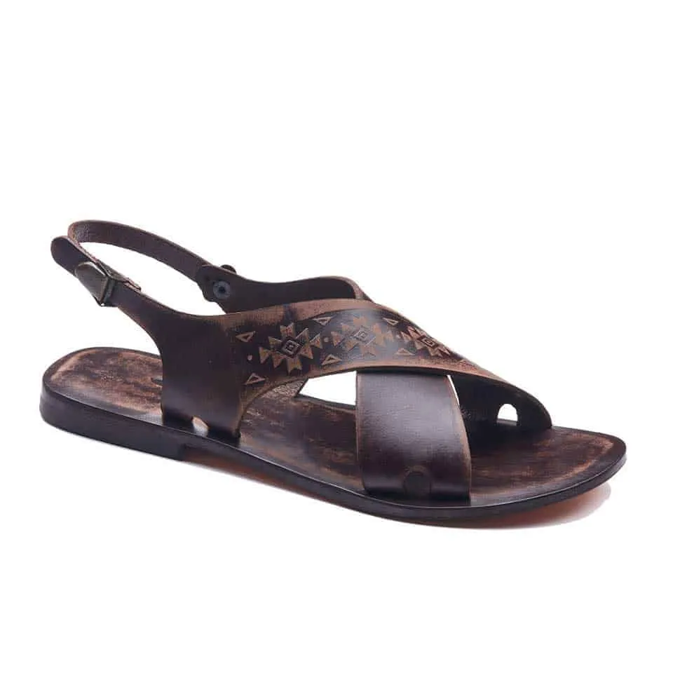 Leather Ankle Straps Slide Sandals For Womens