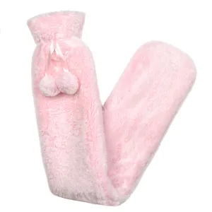 Luxury Plush Extra Long Fluffy Pink Hot Water Bottle