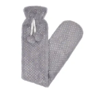 Luxury Plush Extra Long Metallic Grey Hot Water Bottle