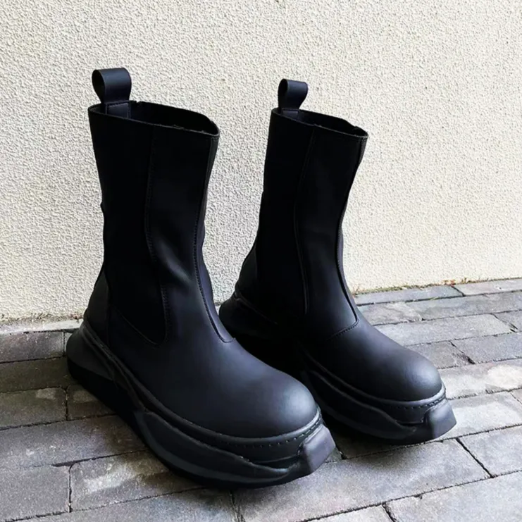 MARTIN RORI VINTAGE CASUAL STYLE LEATHER MID TOP UNISEX BOOTS