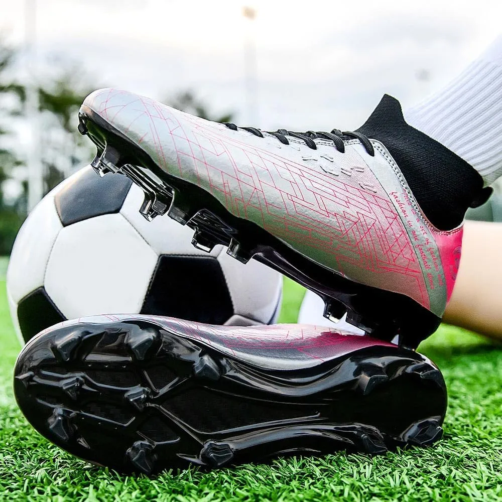 Maylrvjv Men's High-Top Soccer Shoes Big Kids Football Boots Breathable Lightweight Outdoor Indoor Professional Training Sneakers