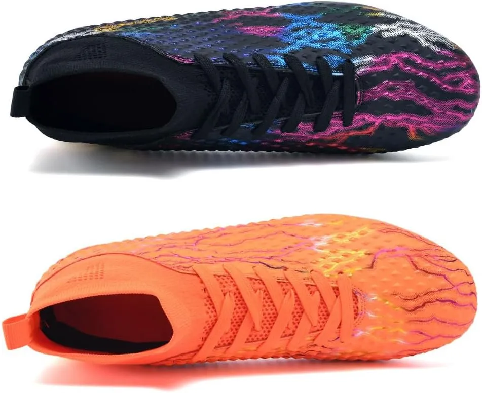 Maylrvjv Men's High Top Soccer Shoes Football Boots Futsal Cleats Competition Training Indoor Outdoor Sports Sneakers
