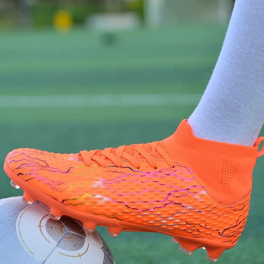 Maylrvjv Men's High Top Soccer Shoes Football Boots Futsal Cleats Competition Training Indoor Outdoor Sports Sneakers