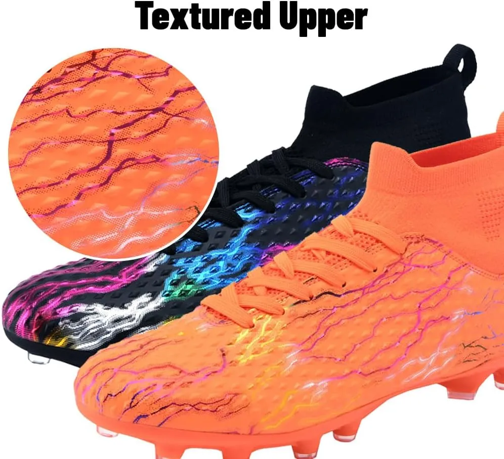 Maylrvjv Men's High Top Soccer Shoes Football Boots Futsal Cleats Competition Training Indoor Outdoor Sports Sneakers