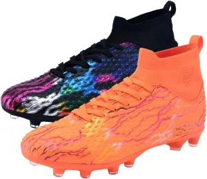 Maylrvjv Men's High Top Soccer Shoes Football Boots Futsal Cleats Competition Training Indoor Outdoor Sports Sneakers