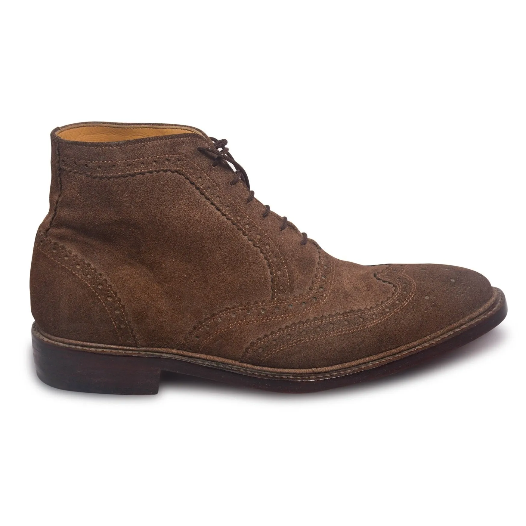 Men Brown Ankle Lace Up Suede Leather Boots