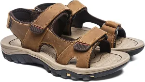 Men Walking Sandals Leather Sports Outdoor Sandals Breathable Summer Beach Shoes Hiking Sandals