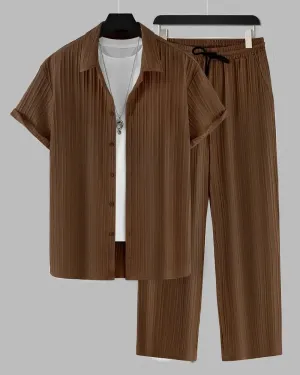 Men's Brown Relax Fit Top Bottom Set