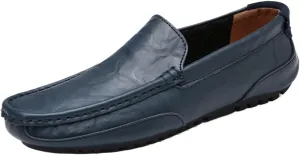 Men's Loafers ?C Genuine Leather with Stitching Details, Round Toe, Lightweight, Anti-Slip, Flat Heel, Fashionable Slip-Ons