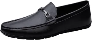 Men's Loafers - Round Toe Solid Color PU Leather Slip-On Shoes, Comfortable, Flexible, Anti-Slip for Wedding, Walking & Casual Wear
