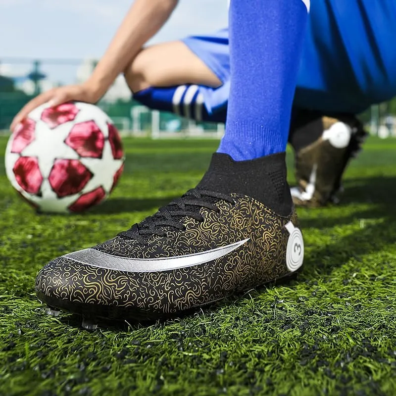Mens Soccer Cleats Outdoor Lightweight High-Top Training Boots Ground Athletic Football Boots Soccer Shoes for Men/Women