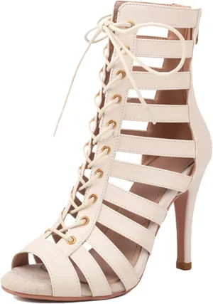 Minishion Womens Jazz Dance Ankle Booties Strappy Peep Toe Summer Boots Z018
