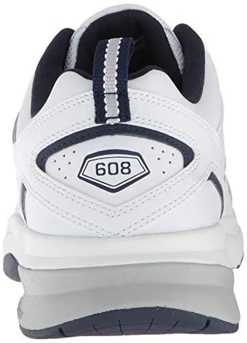 New Balance Men's 608 V5 Casual Comfort Cross Trainer, White/Navy, 11 M US