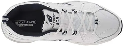 New Balance Men's 608 V5 Casual Comfort Cross Trainer, White/Navy, 11 M US