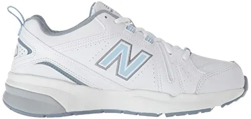 New Balance womens 608 V5 Casual Comfort Cross Trainer, White/Light Blue, 9.5 Wide US