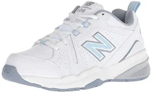 New Balance womens 608 V5 Casual Comfort Cross Trainer, White/Light Blue, 9.5 Wide US