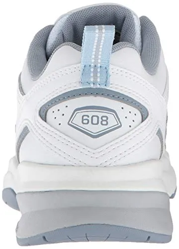 New Balance womens 608 V5 Casual Comfort Cross Trainer, White/Light Blue, 9.5 Wide US