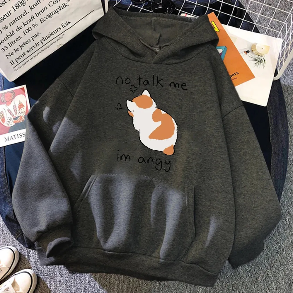 No Talk Me I'm Angry - Cute Cat Print Women's Hoody