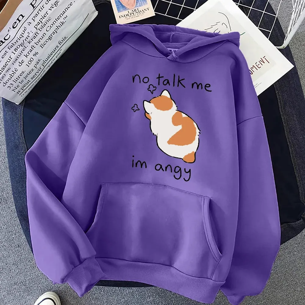 No Talk Me I'm Angry - Cute Cat Print Women's Hoody