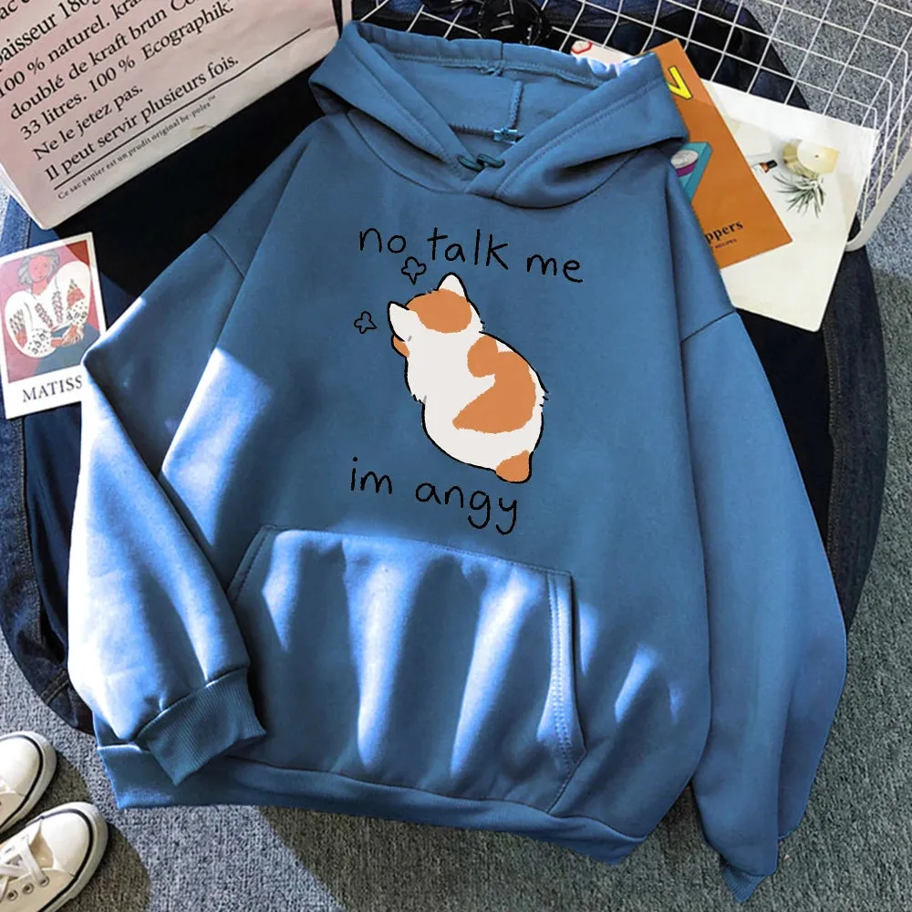 No Talk Me I'm Angry - Cute Cat Print Women's Hoody