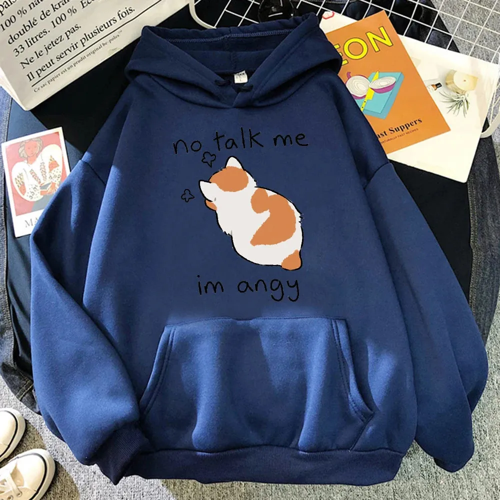 No Talk Me I'm Angry - Cute Cat Print Women's Hoody