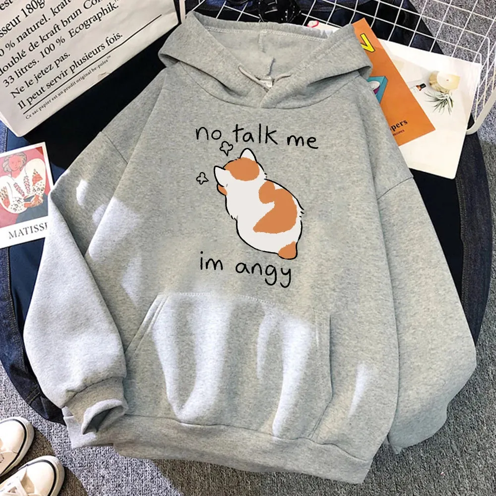 No Talk Me I'm Angry - Cute Cat Print Women's Hoody