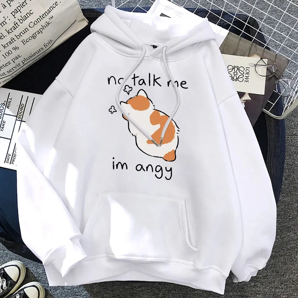 No Talk Me I'm Angry - Cute Cat Print Women's Hoody