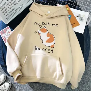 No Talk Me I'm Angry - Cute Cat Print Women's Hoody