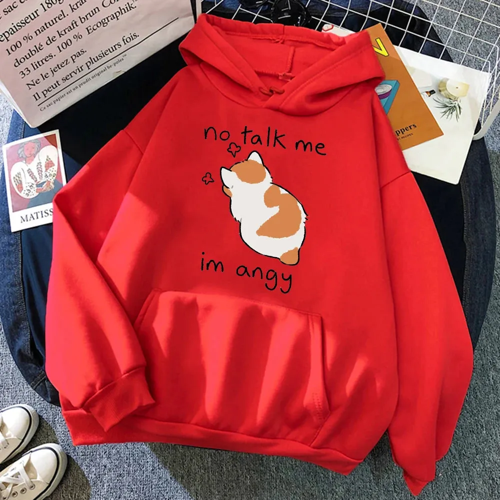 No Talk Me I'm Angry - Cute Cat Print Women's Hoody