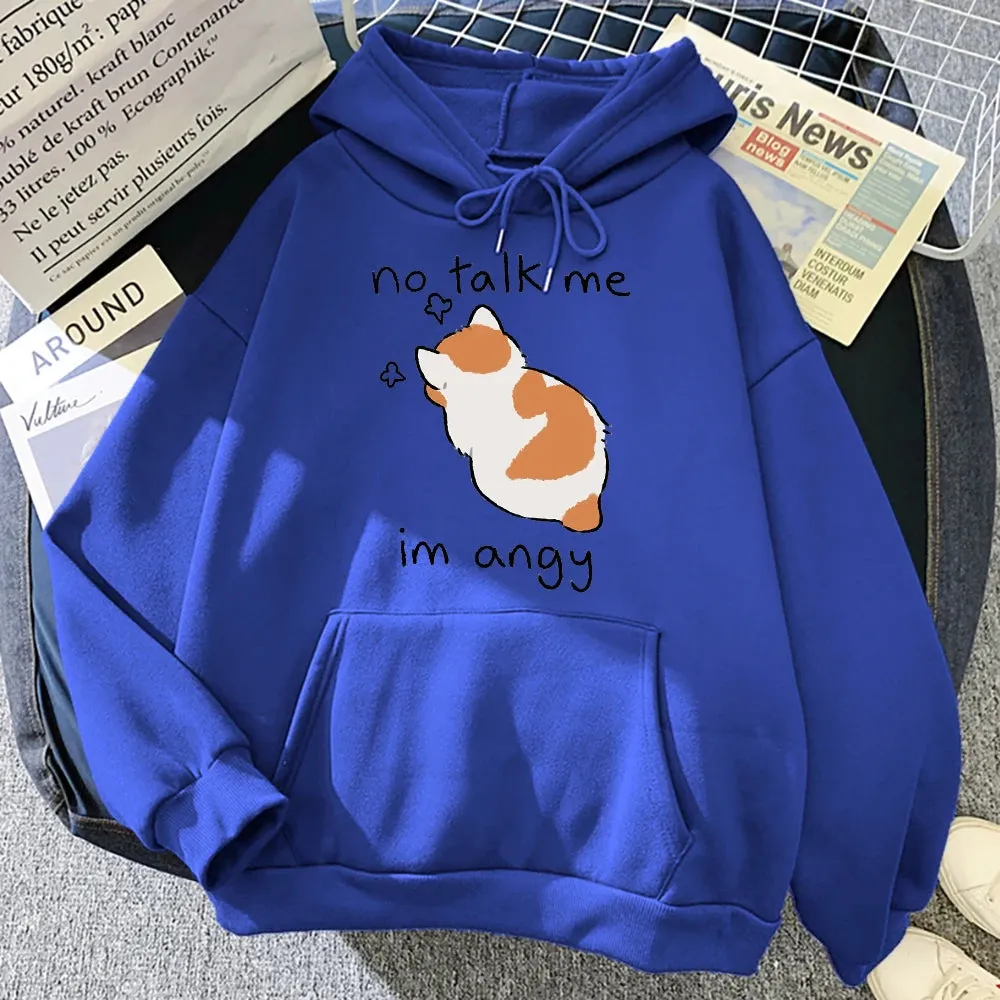 No Talk Me I'm Angry - Cute Cat Print Women's Hoody