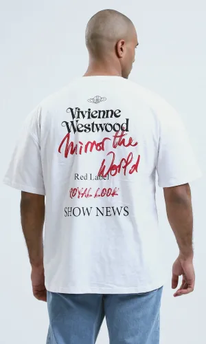o188725 - Elbow-Sleeves Heather White Tee with Front & Back Print