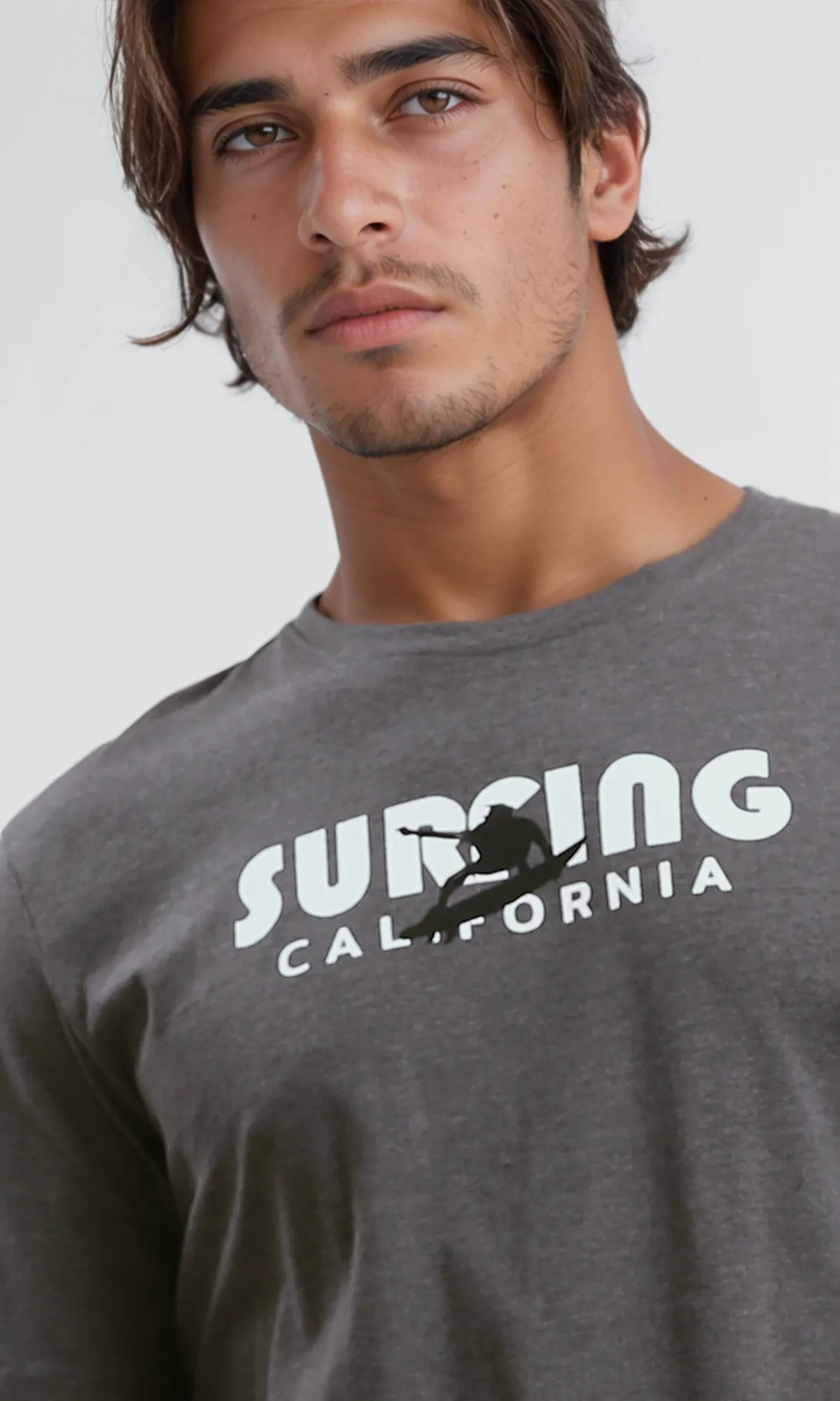 O191656 Short Sleeves Printed Heather Dark Grey Tee