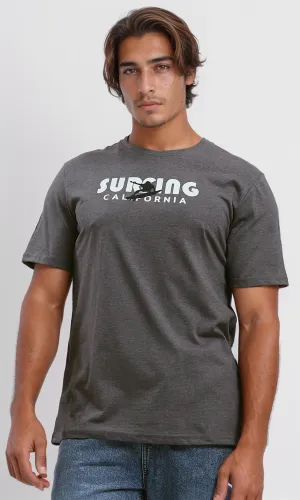 O191656 Short Sleeves Printed Heather Dark Grey Tee