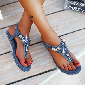 OCW Bohemian Women Fashion Crystal Rhinestone Slippers Casual Non-slip Sandals