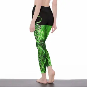 Officially Sexy Neon Green Laser Hearts High Waist Booty Popper Legging (English)