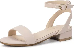 PANDANINJIA Girls Sandals Low Heels Dress Shoes Open Toe Flower Girl Wedding Party for Little Big Kid Dress Sandals