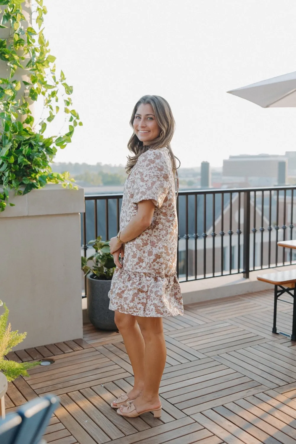 Penny Short Floral Puff Sleeve Tiered Dress