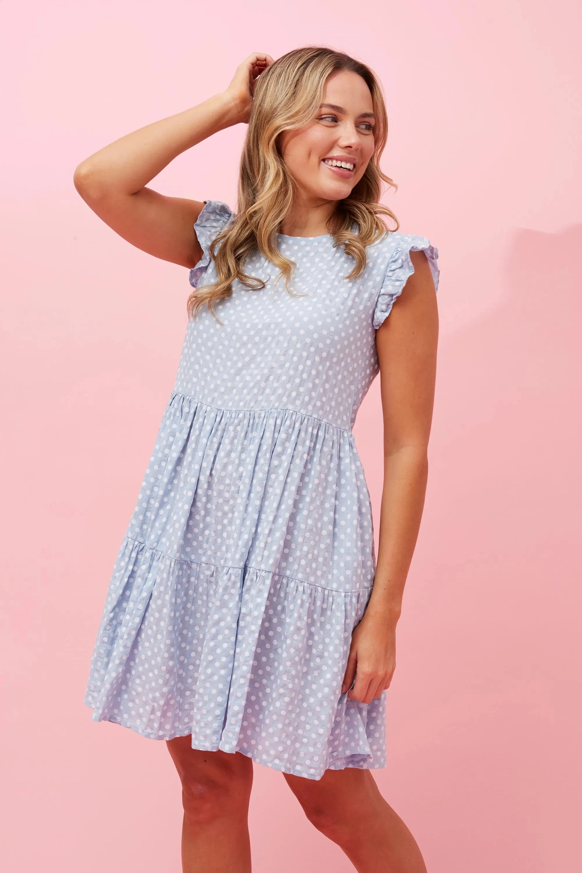 Polka Dot Babydoll Dress | Blue