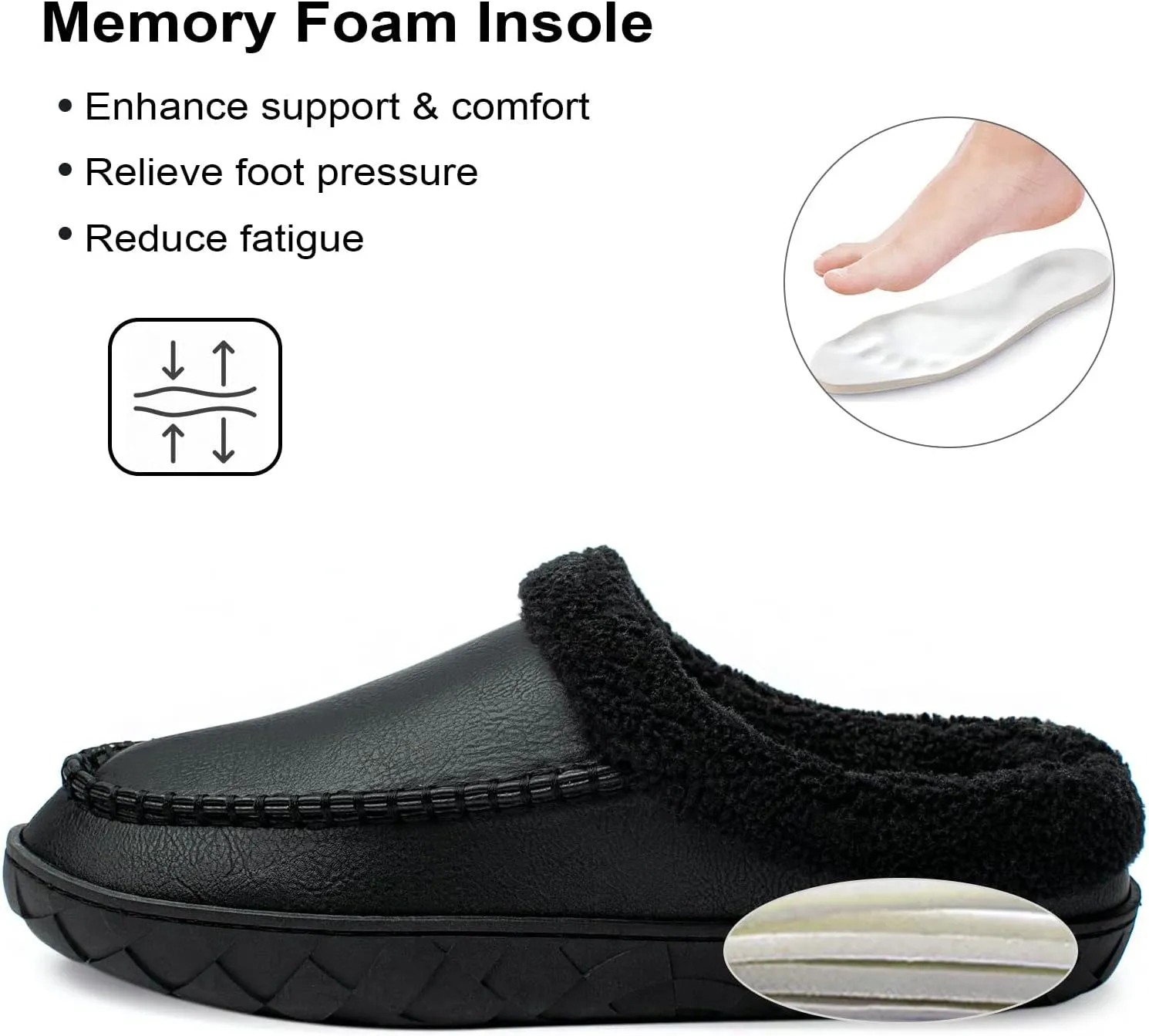 Ranberone Men's Slippers Microsuede Upper Moccasin House Shoes with Fuzzy Plush Lining Indoor and Outdoor
