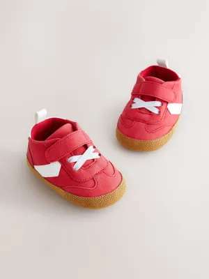 Red Baby Touch Fastening Elastic Lace Chevron Trainers (0-24mths)